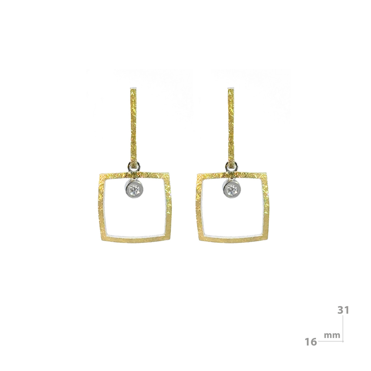 Silver, gold and brilliant earrings