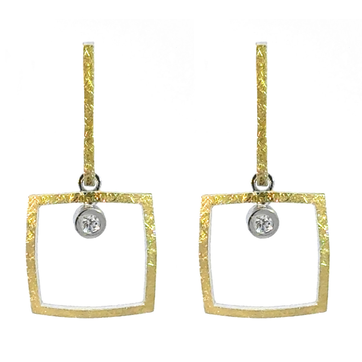 Silver, gold and brilliant earrings