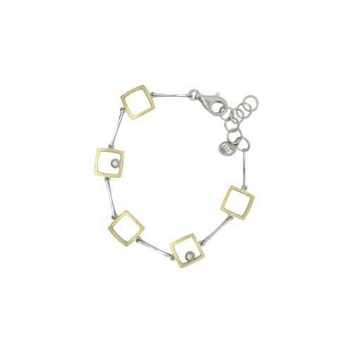 Silver, gold and diamond bracelet