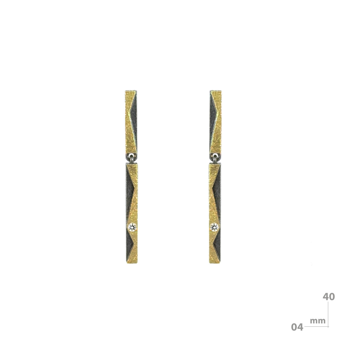 Silver, gold and diamond earrings