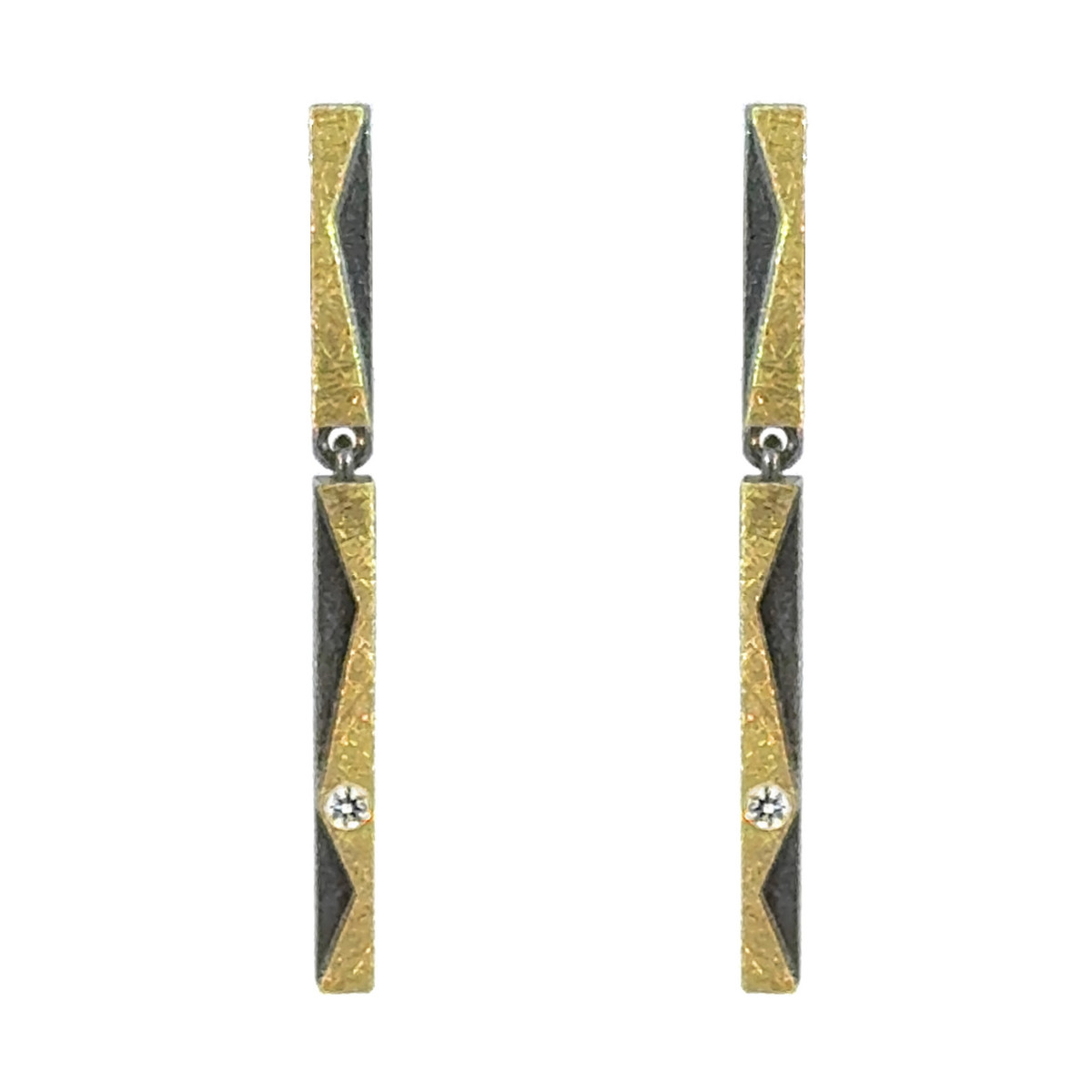 Silver, gold and DIAMOND LAB earrings