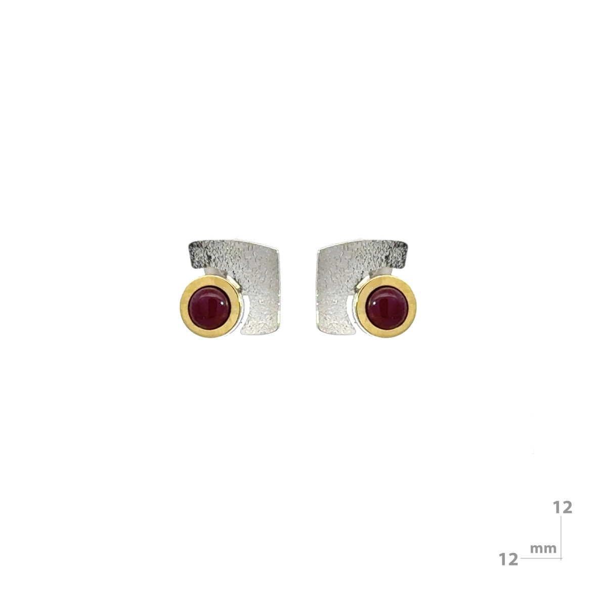 Silver, gold and ruby ​​earrings