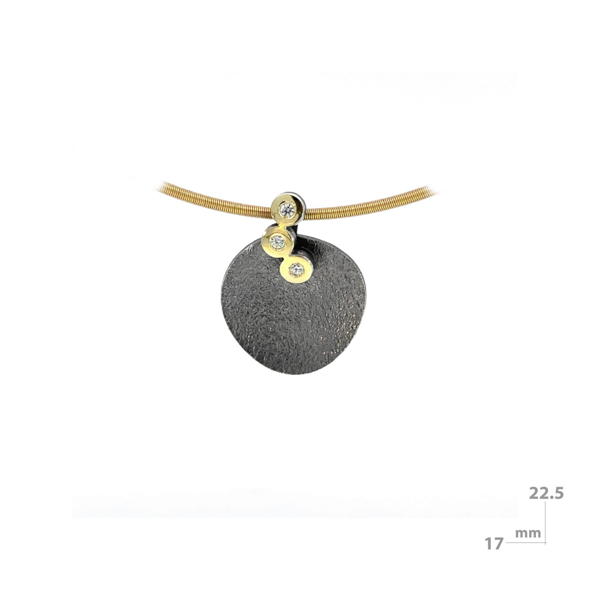 Silver, gold and diamond pendant