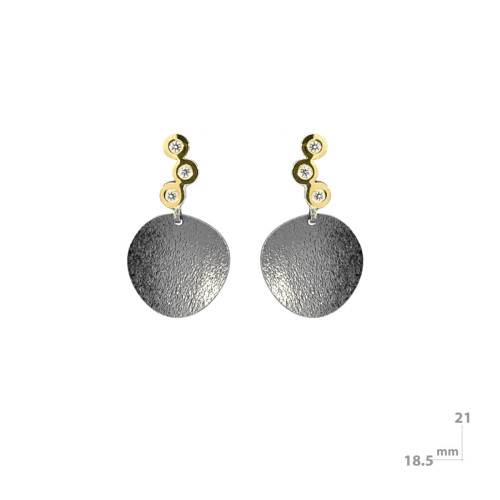 Silver, gold and DIAMOND LAB earrings