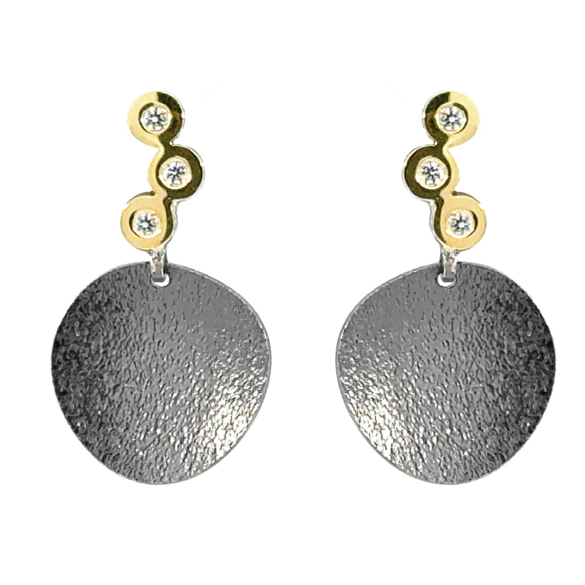 Silver, gold and diamond earrings