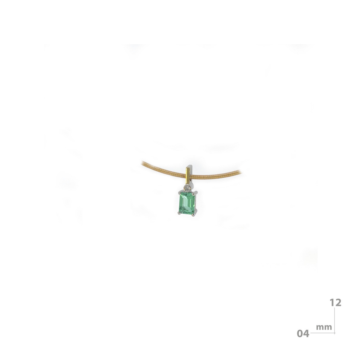 Silver, gold, diamond and emerald pendant