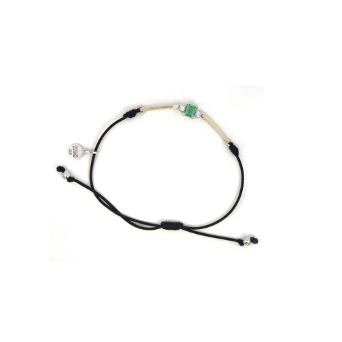 Silver, gold, diamond and emerald bracelet