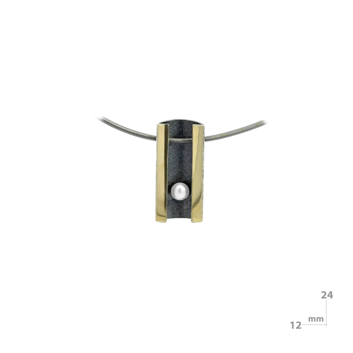 Silver, gold and pearl pendant