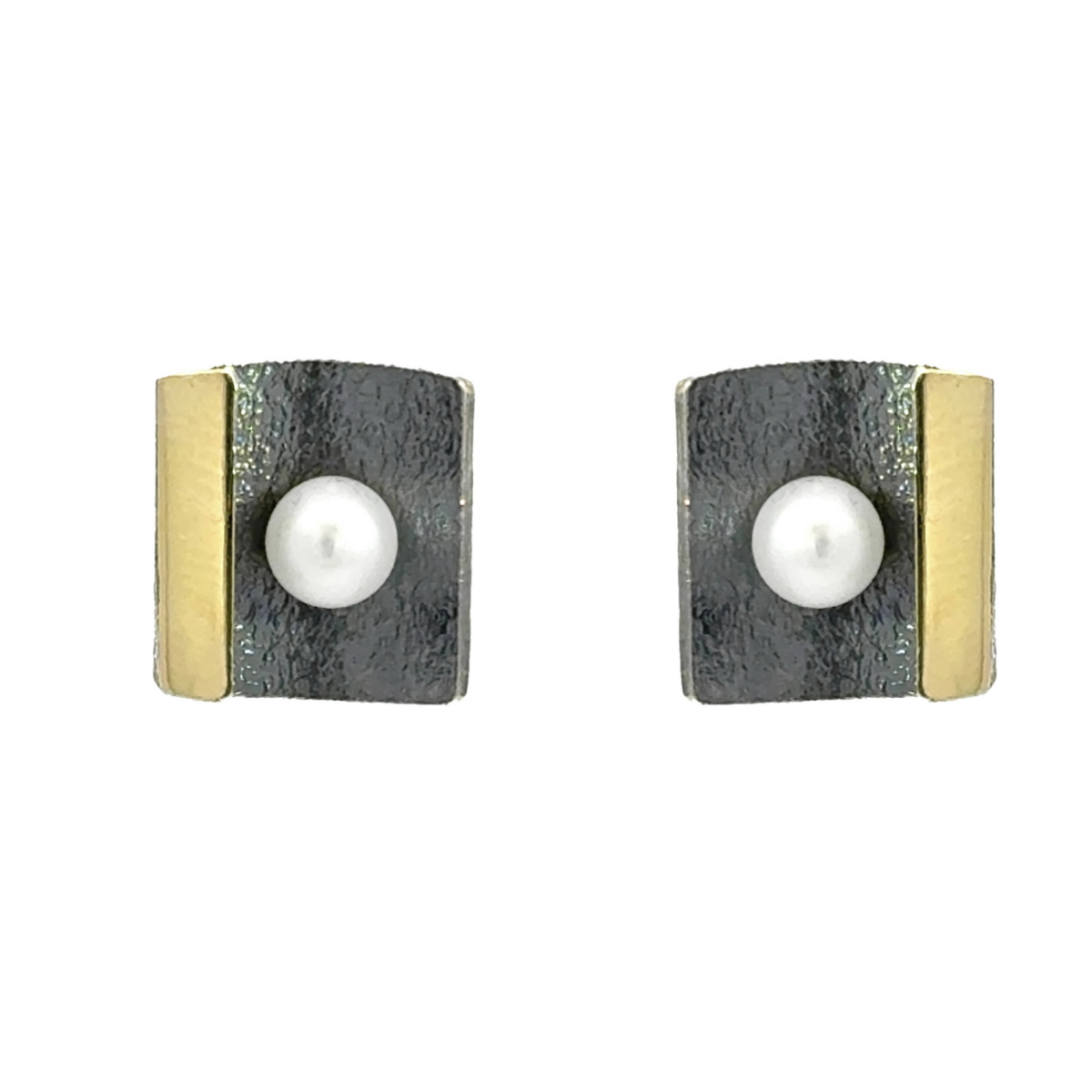Silver, gold and pearl earrings