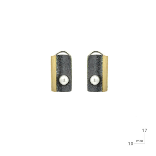 Pendientes de plata, oro y perla