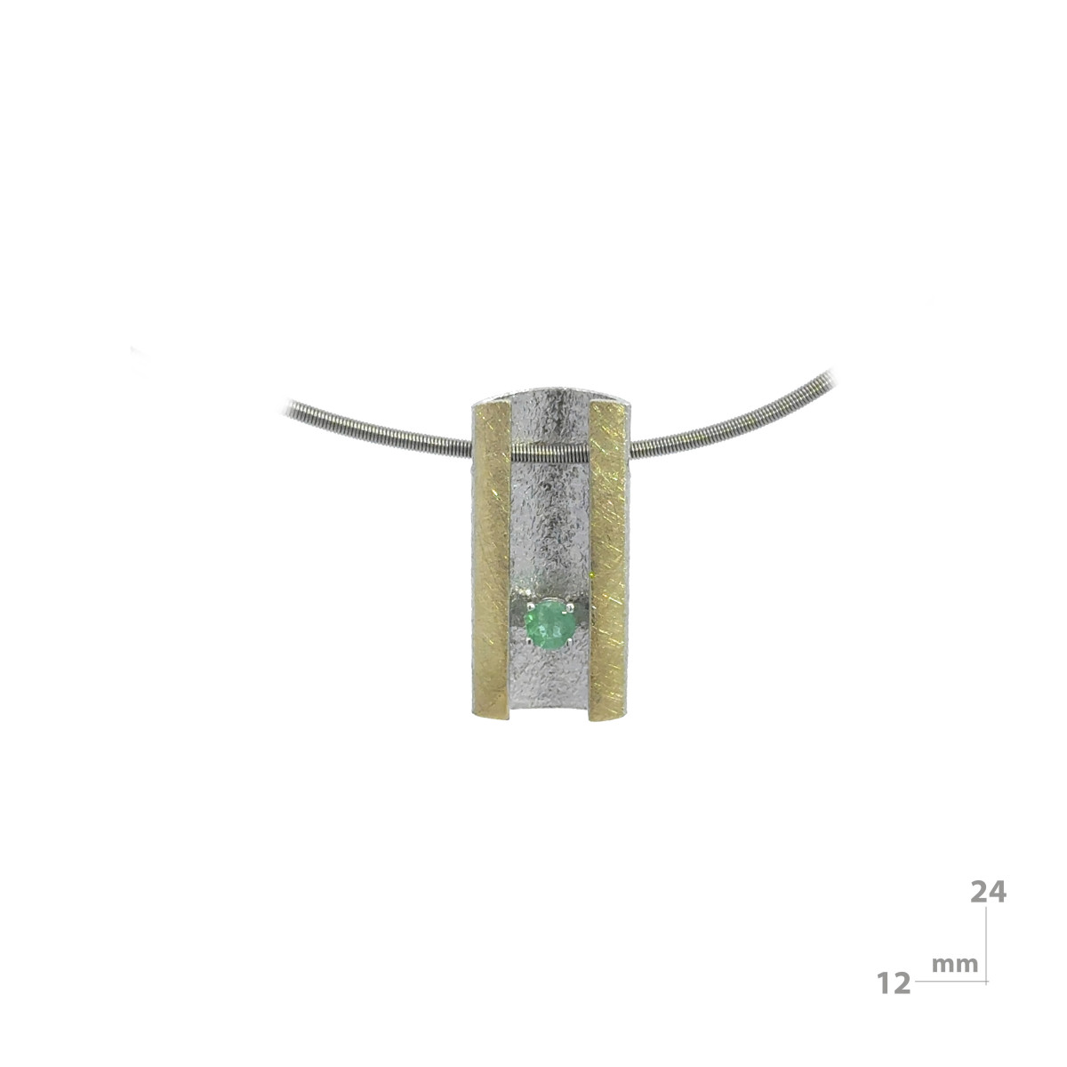 Silver, gold and emerald pendant