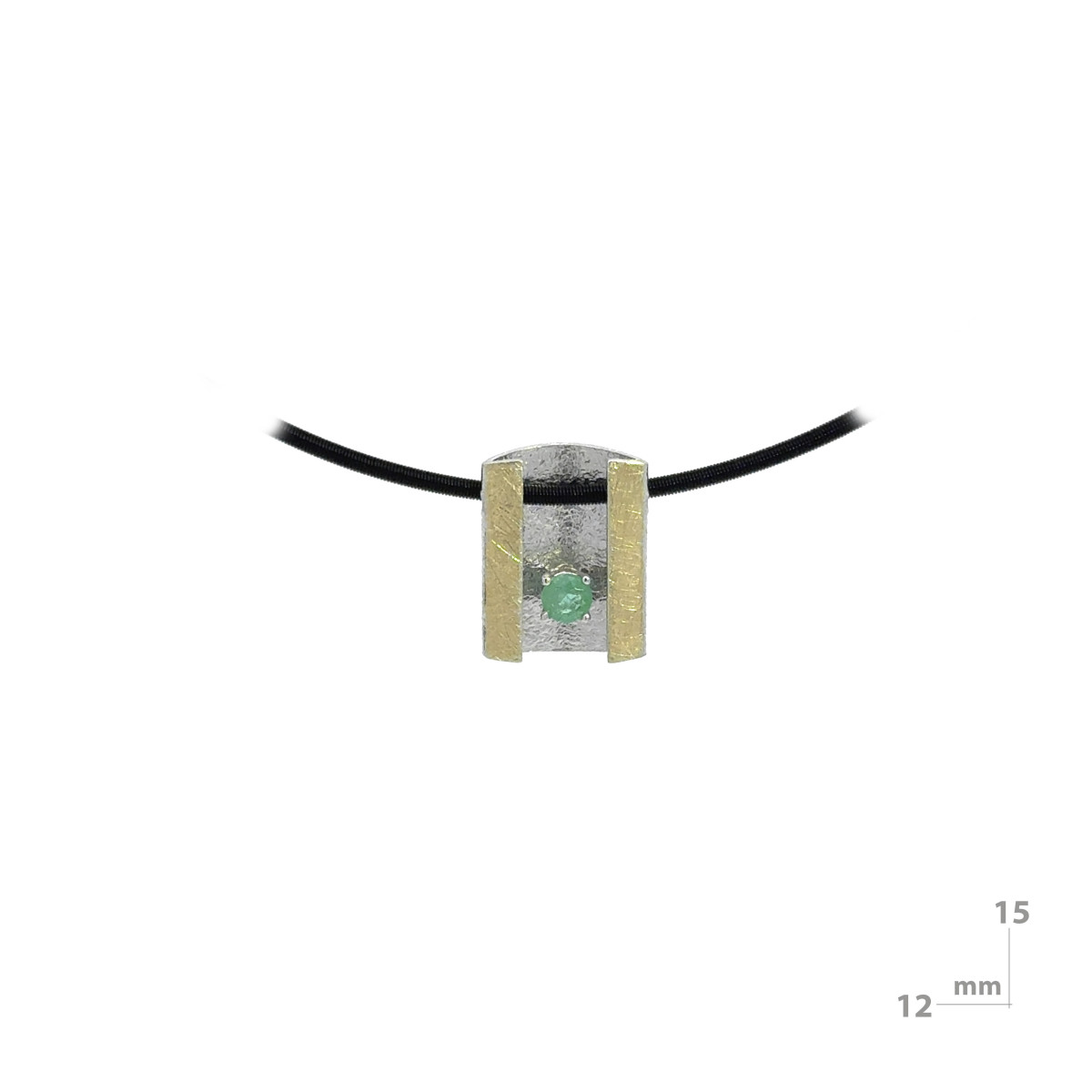 Silver, gold and emerald pendant