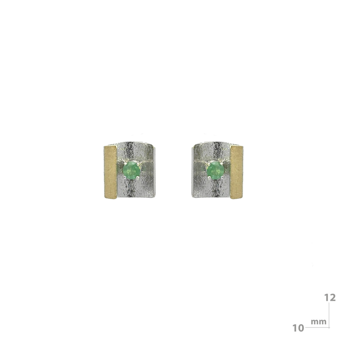 Silver, gold and emerald earrings