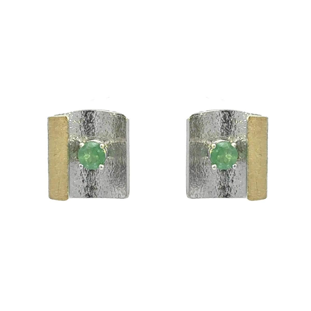 Silver, gold and emerald earrings