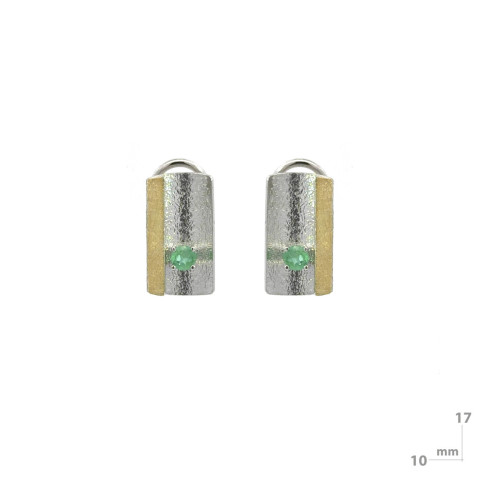 Pendientes de plata, oro y esmeralda