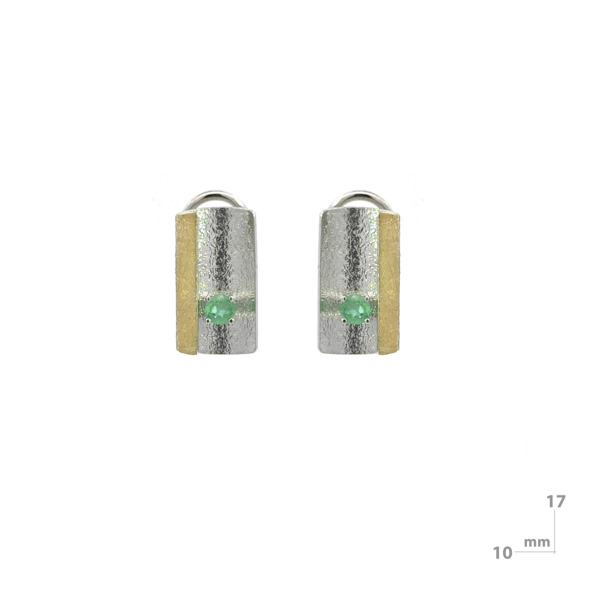 Silver, gold and emerald earrings