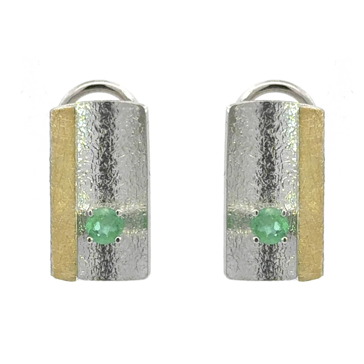 Silver, gold and emerald earrings
