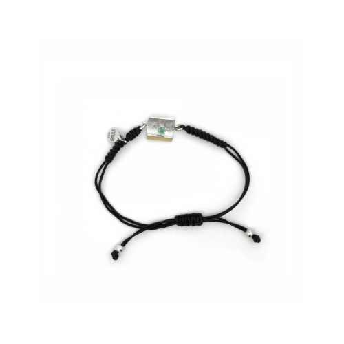 Silver, gold and emerald bracelet