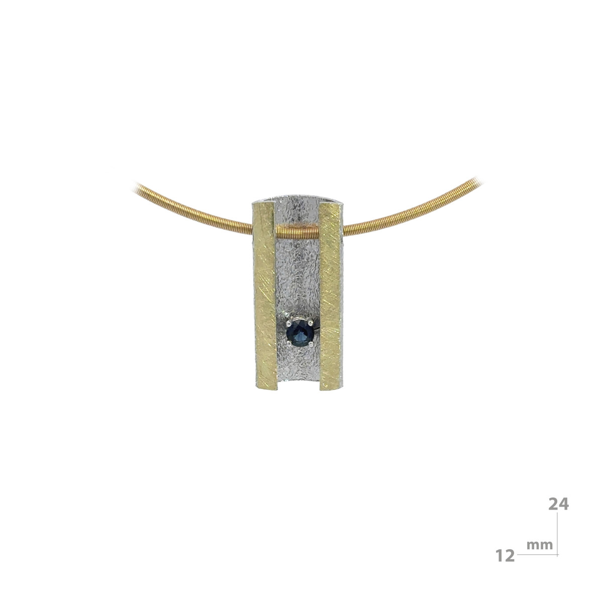 Silver, gold and sapphire pendant