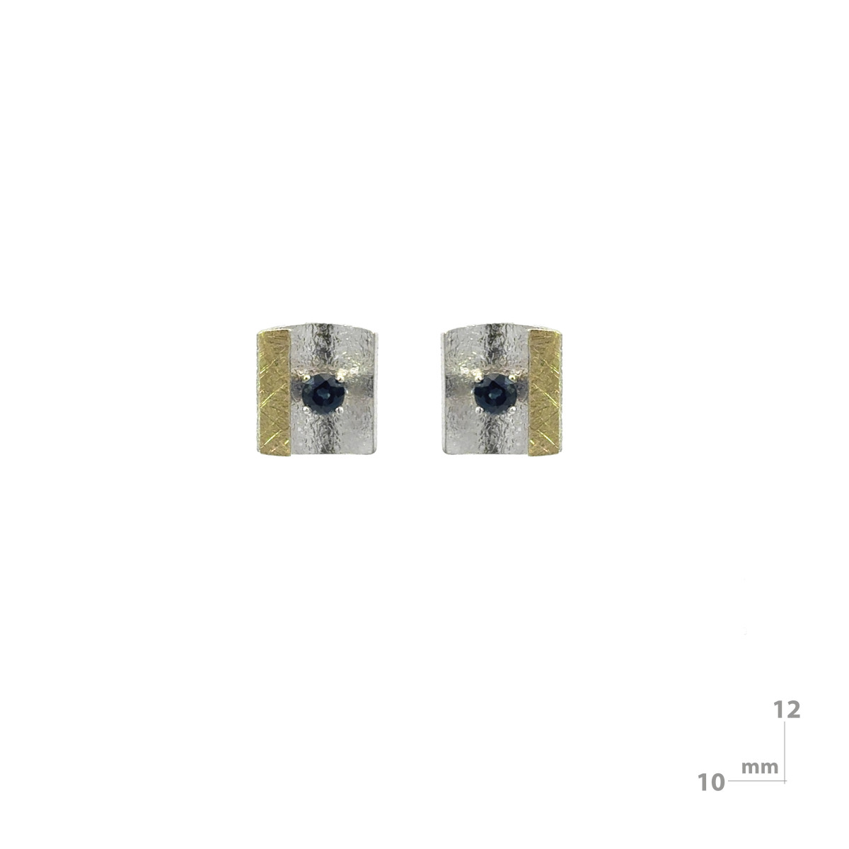 Silver, gold and sapphire earrings