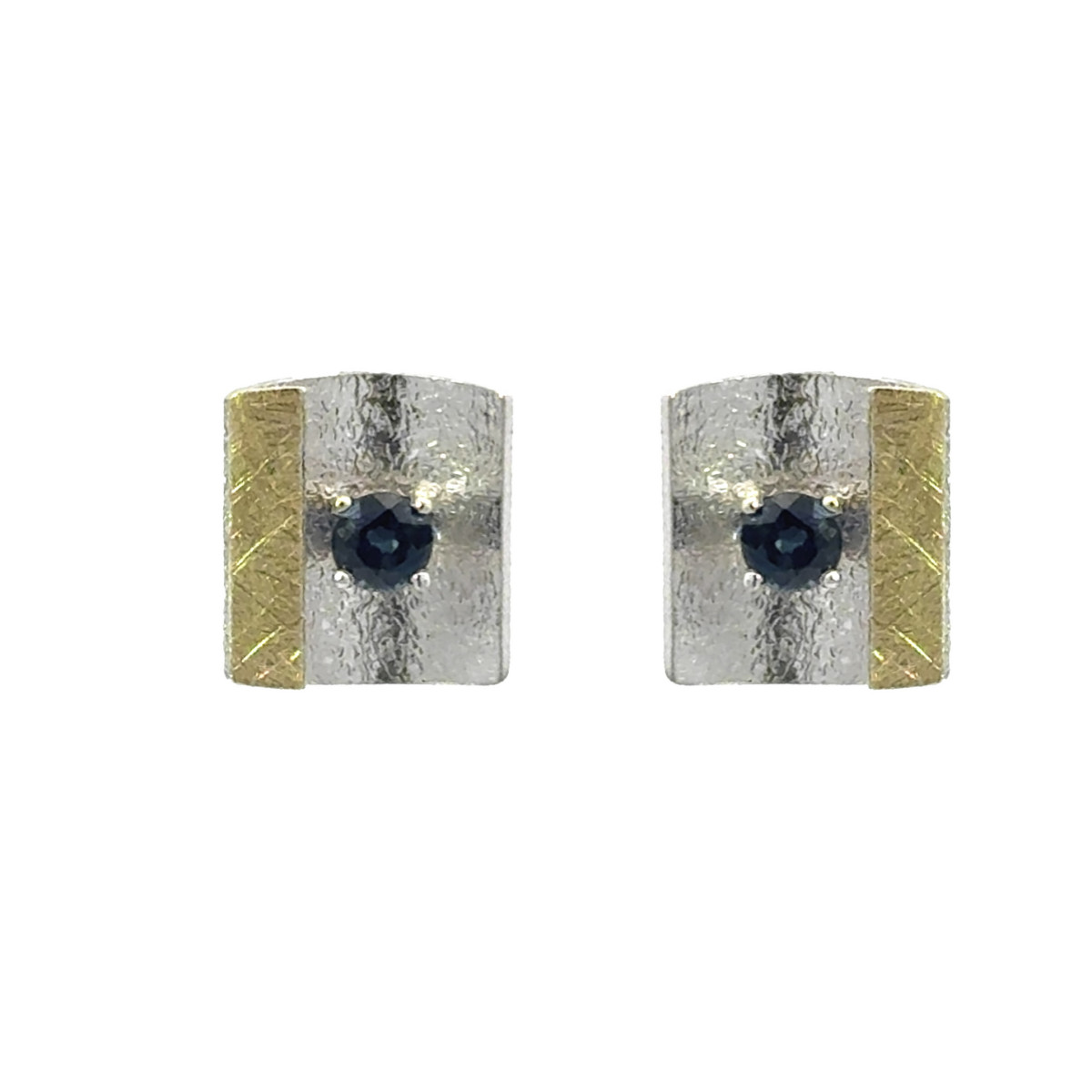 Silver, gold and sapphire earrings