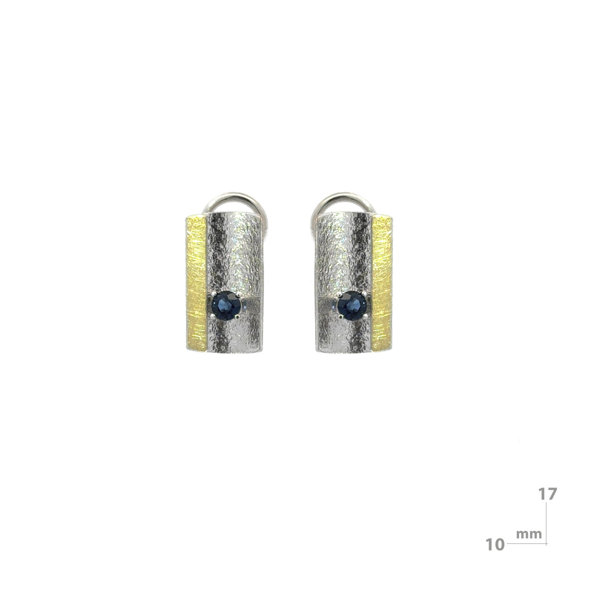 Silver, gold and sapphire earrings