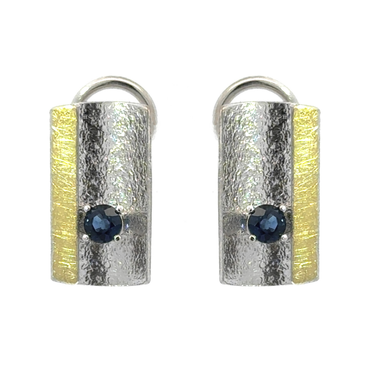Silver, gold and sapphire earrings