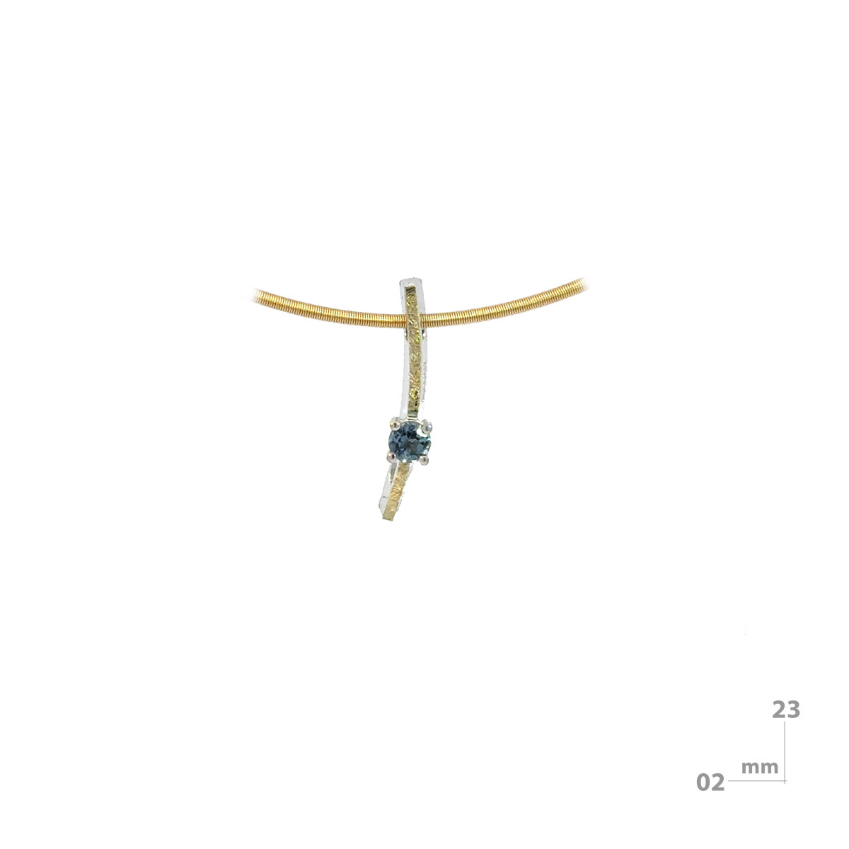 Silver, gold and topaz pendant