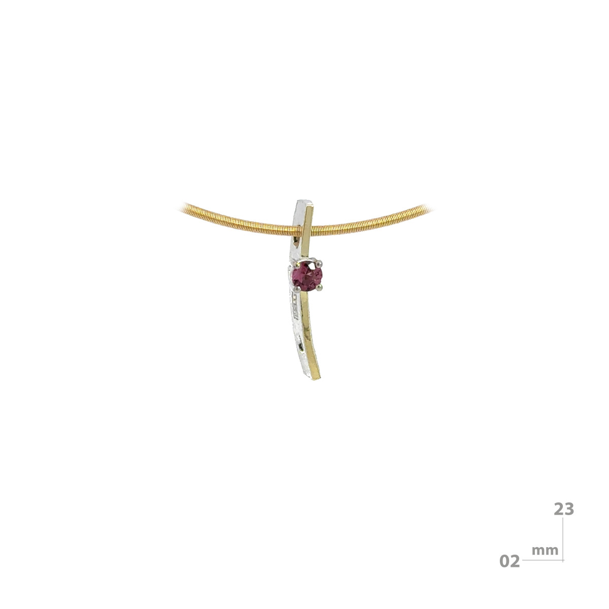 Silver, gold and topaz pendant