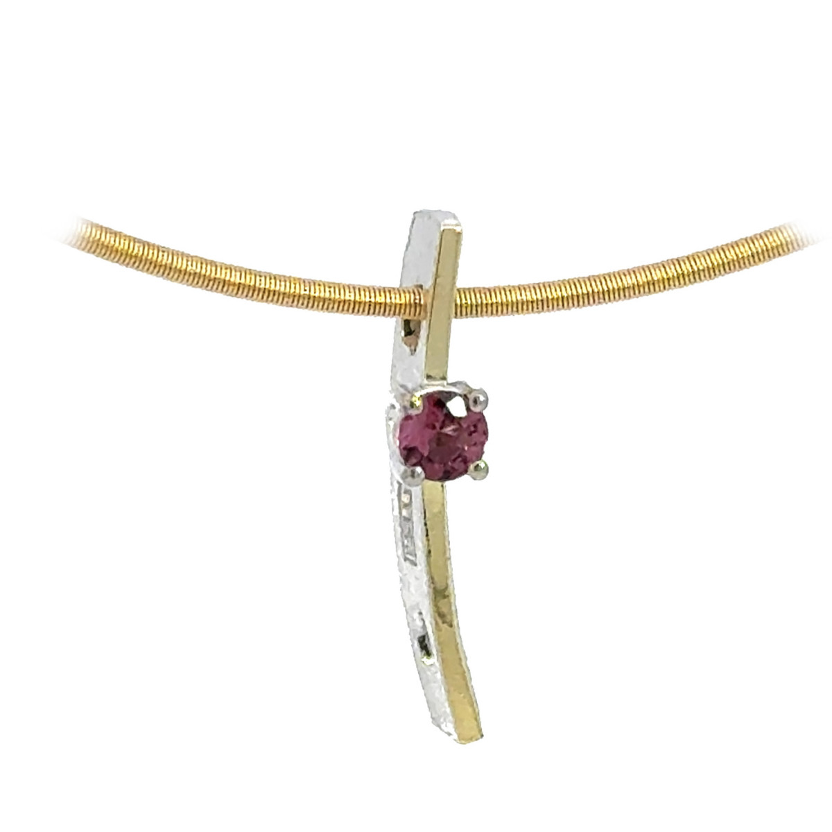Silver, gold and topaz pendant
