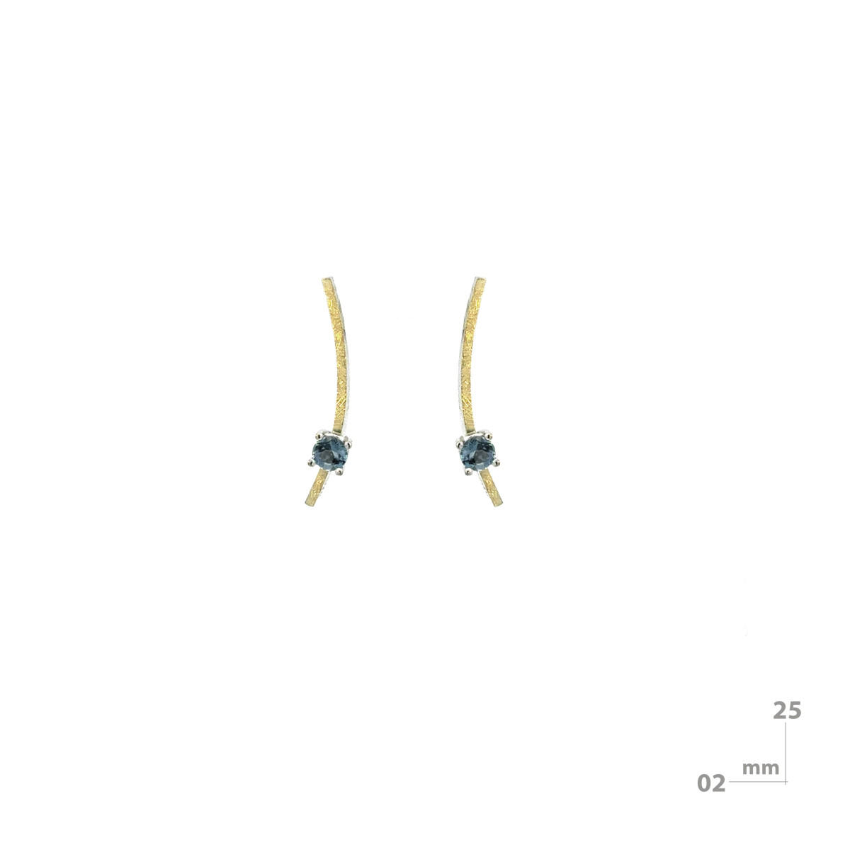 Silver, gold and topaz earrings