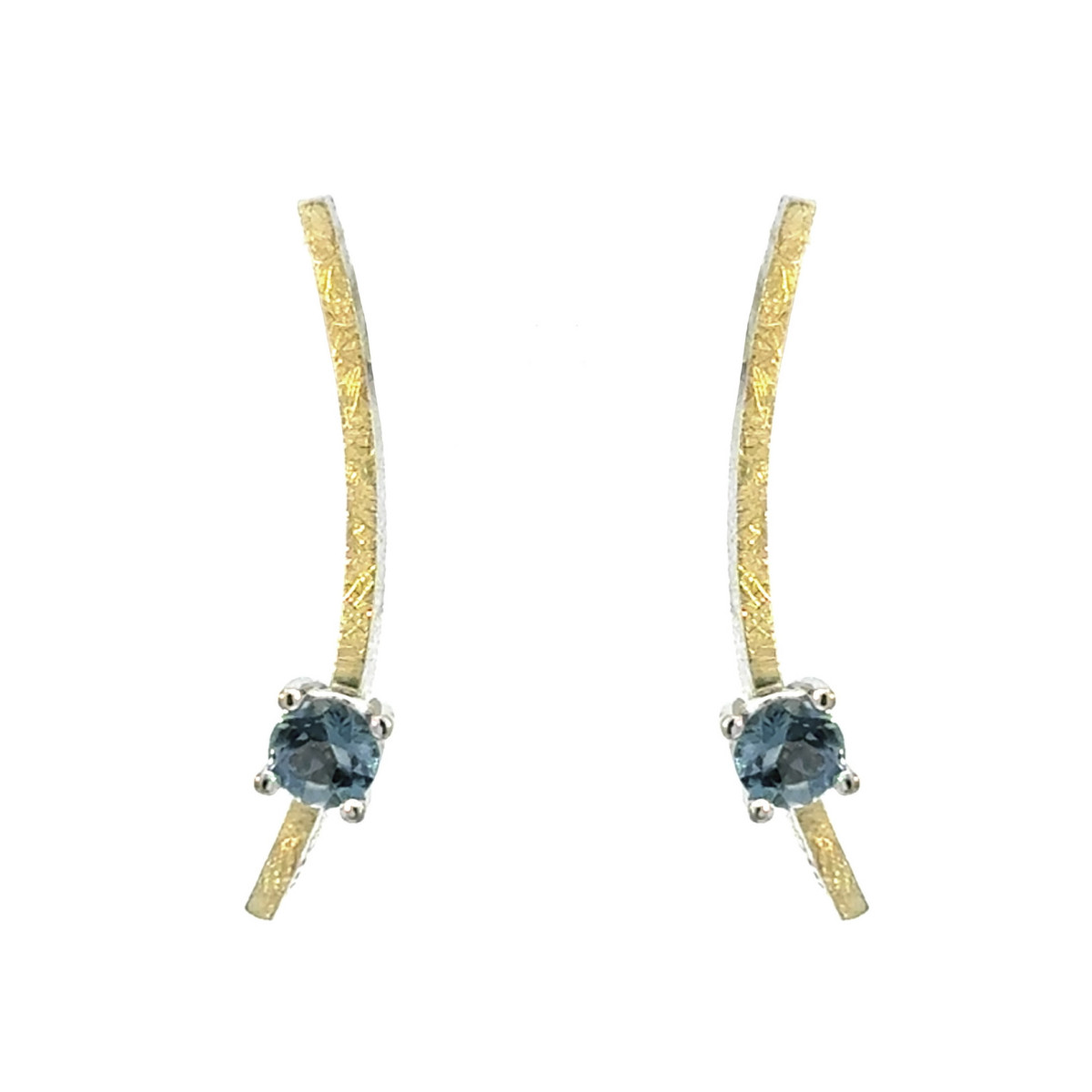 Silver, gold and topaz earrings