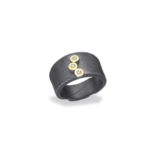Silver, gold and DIAMOND LAB ring