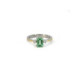 Silver, gold, diamond and emerald ring