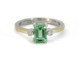 Silver, gold, diamond and emerald ring