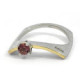 Silver, gold and tourmaline ring