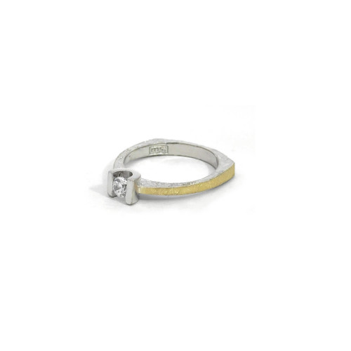 Anillo de plata, oro y brillant