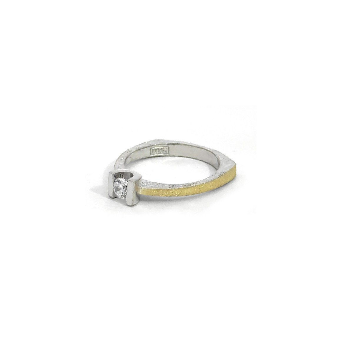 Anillo de plata, oro y brillant