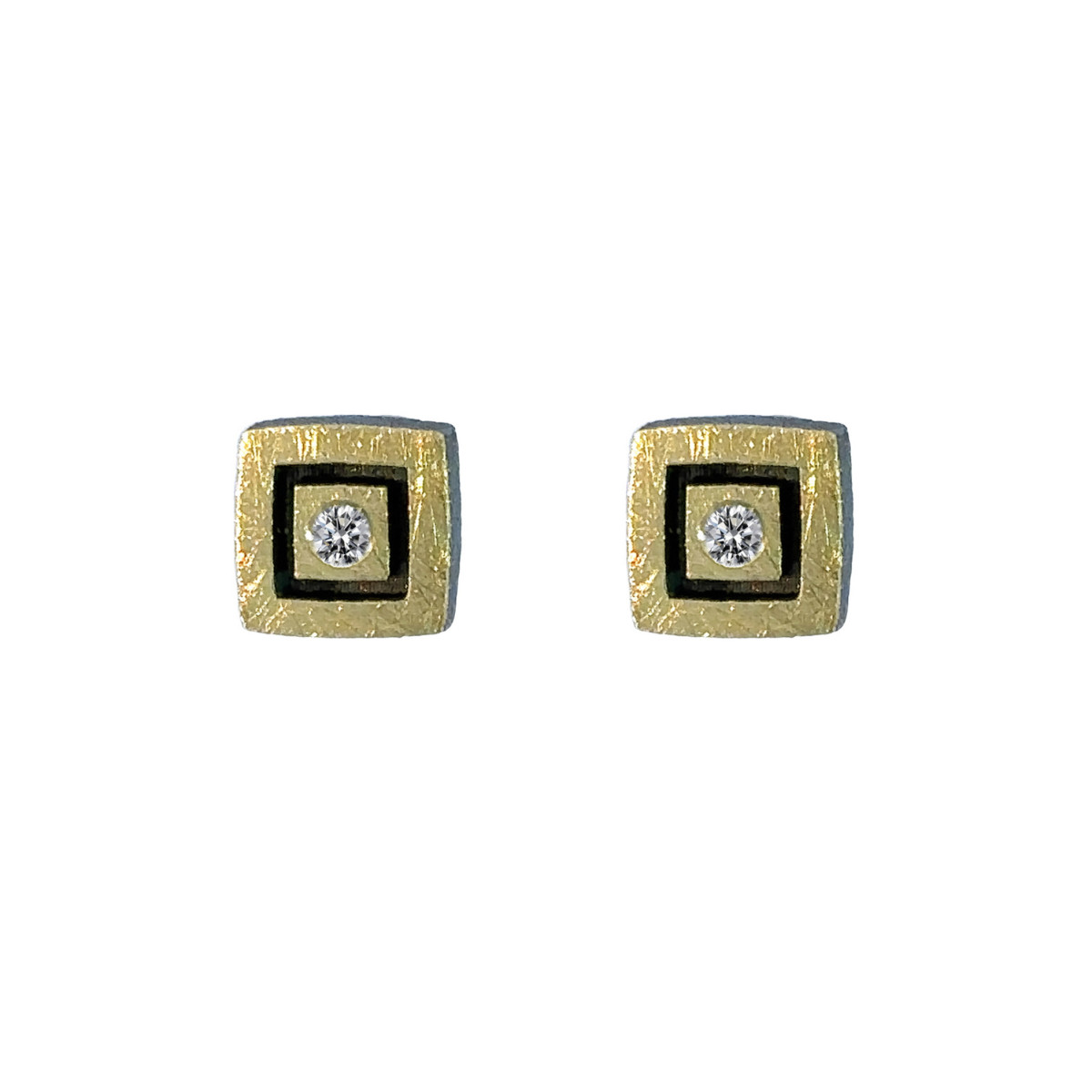 Silver, gold and DIAMOND LAB earrings