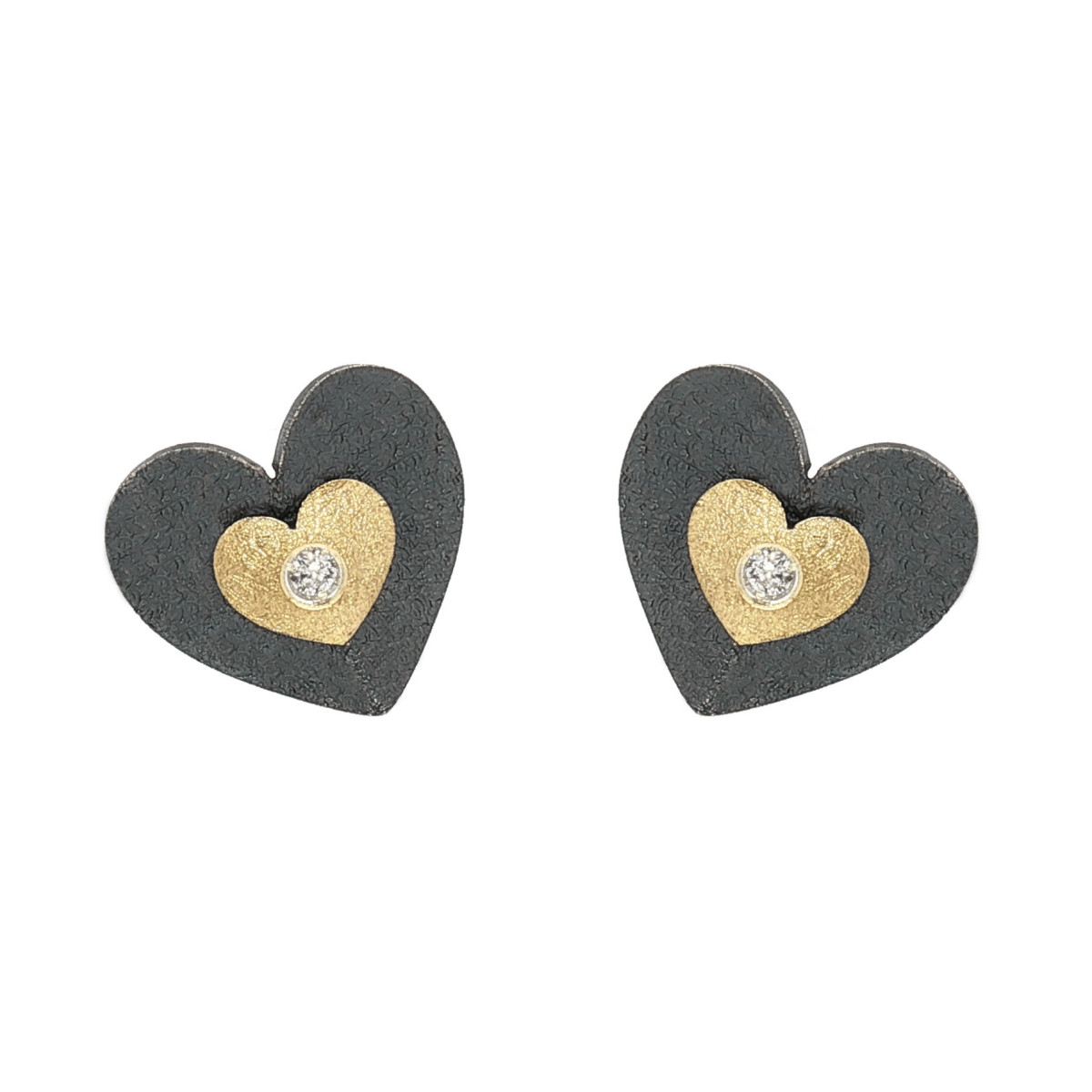 Silver, gold and diamond lab earrings