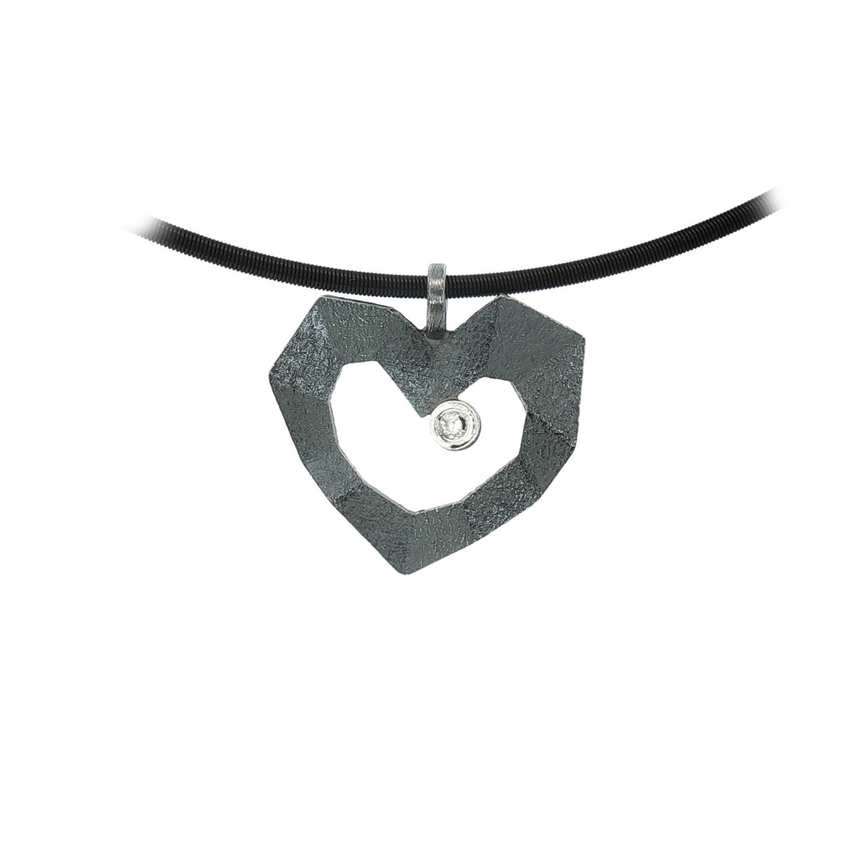 Silver and lab-lab diamond pendant