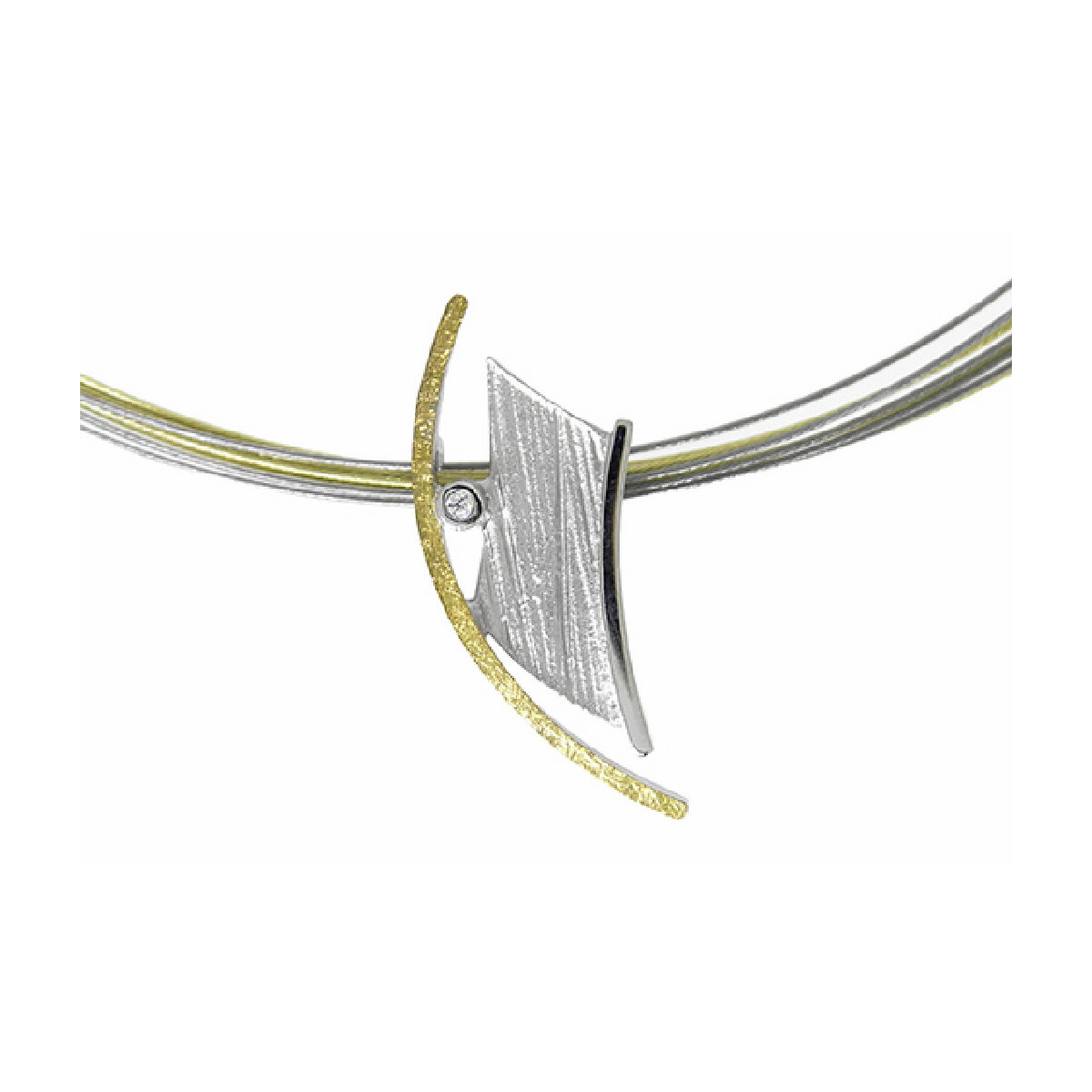 Colgante de plata rodiada, oro y DIAMANT  LAB