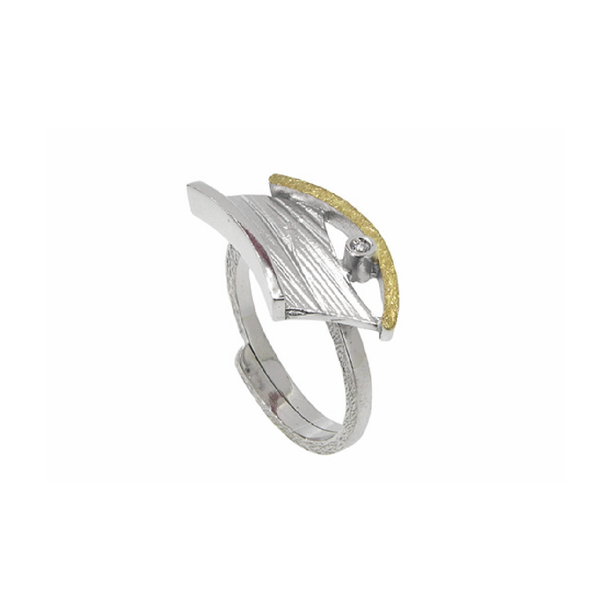 Anillo de plata, oro y brillante