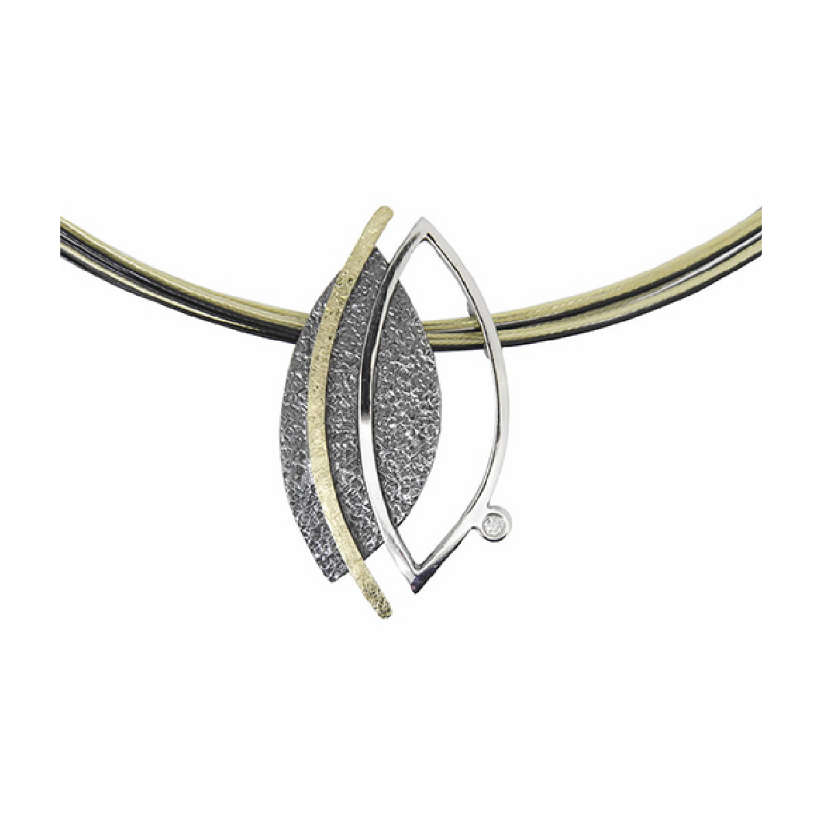 Colgante de plata, oro y DIAMANT  LAB