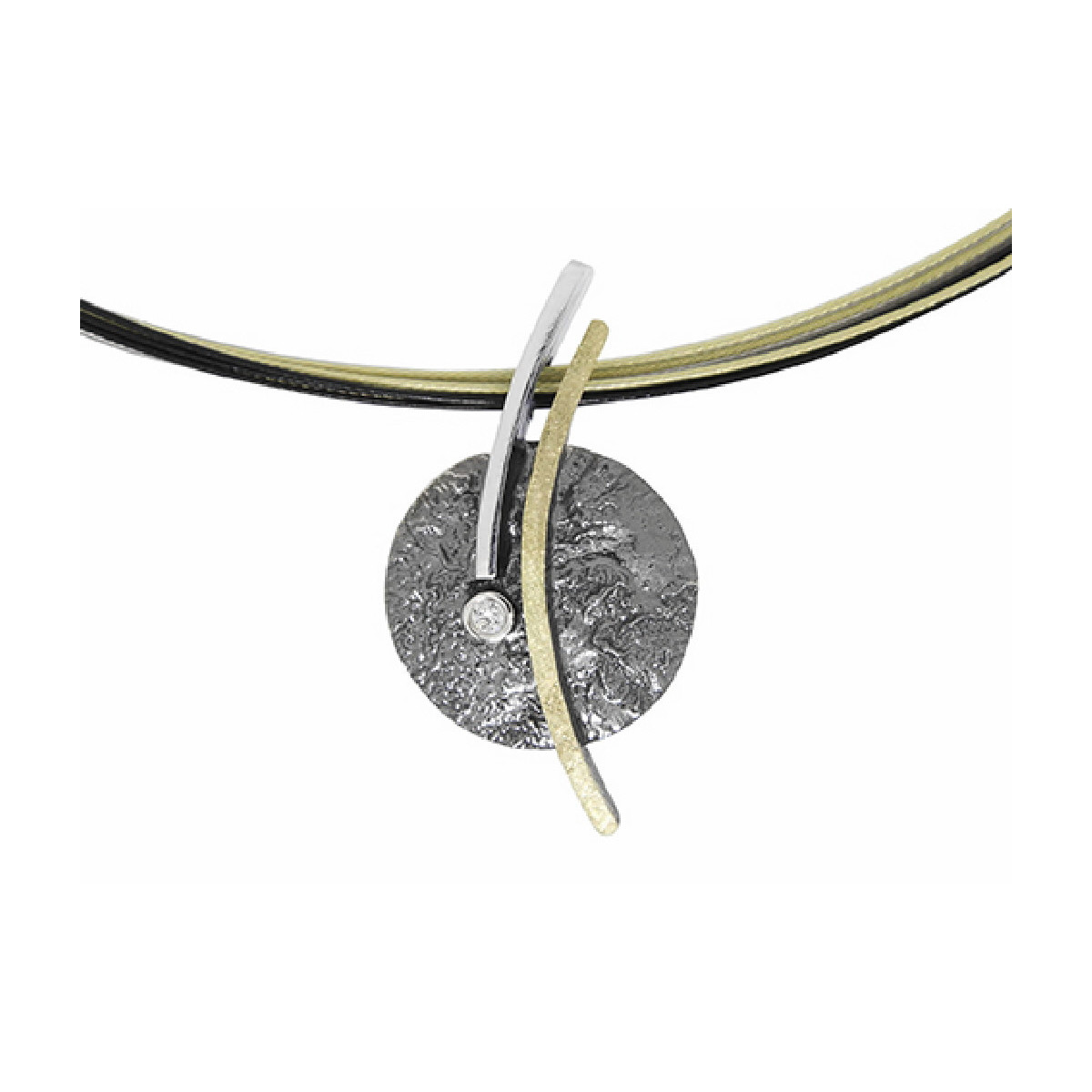 Colgante de plata, oro y DIAMANT  LAB