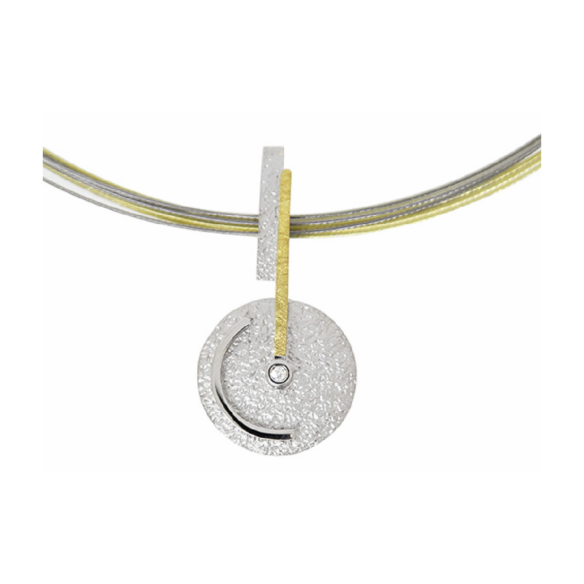 Colgante de plata, oro y DIAMANT  LAB