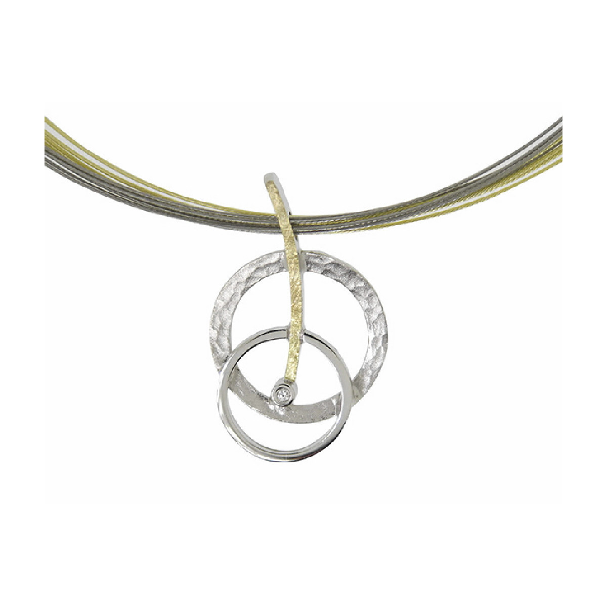 Colgante de plata, oro y DIAMANT  LAB