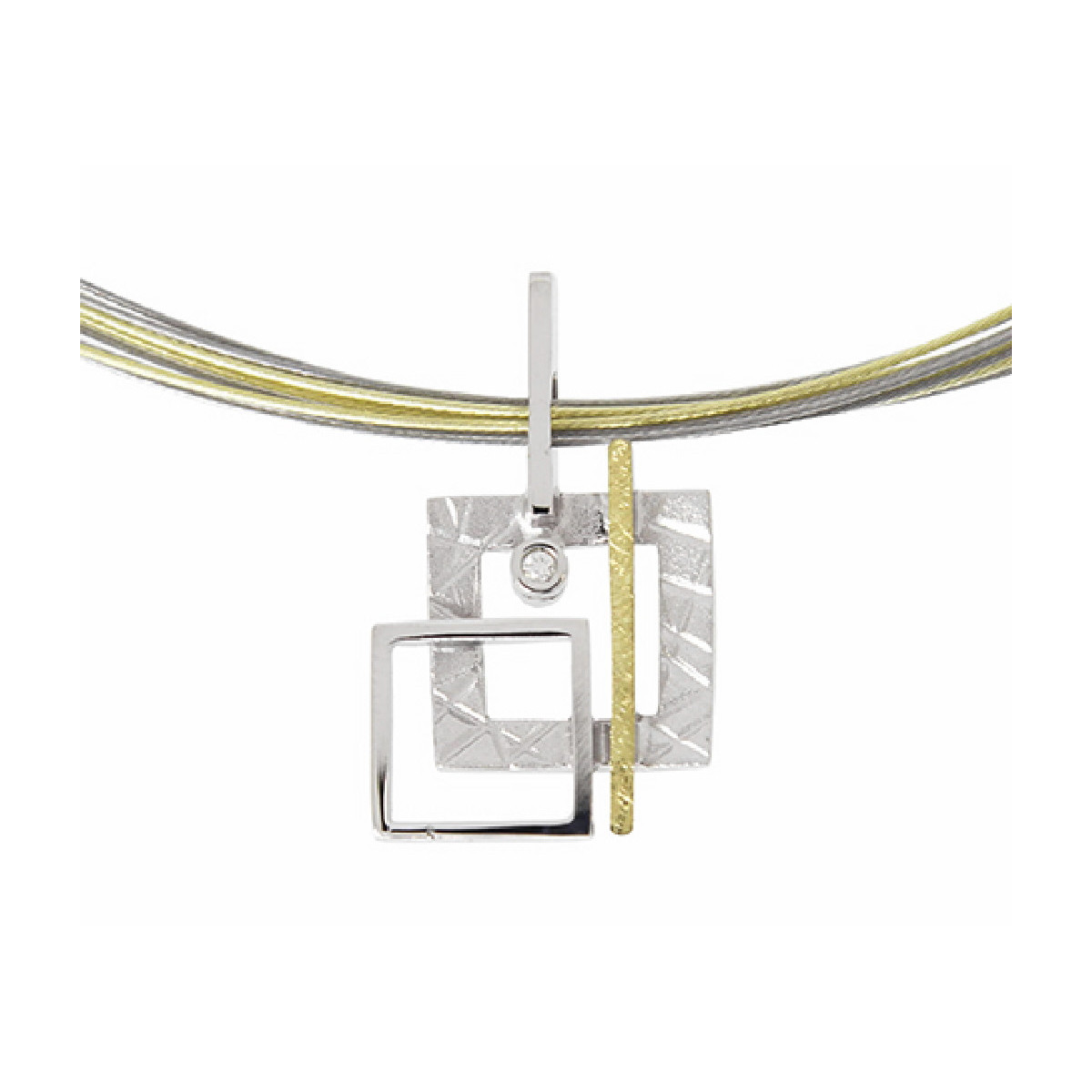 Colgante de plata, oro y DIAMANT  LAB