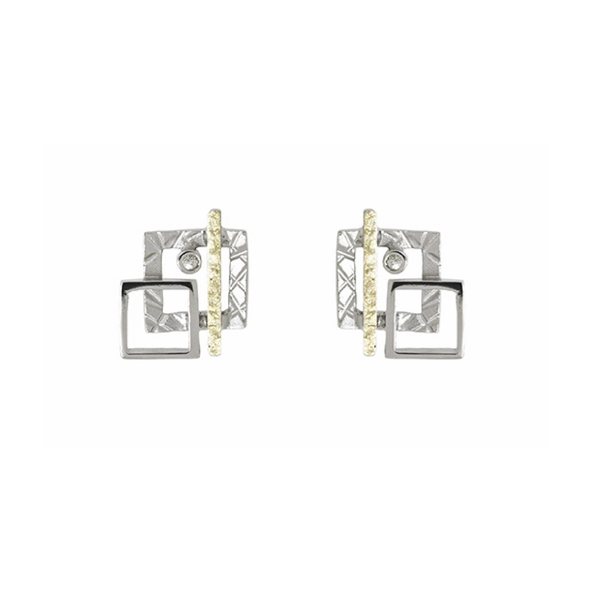 Pendientes de plata, oro y DIAMANT  LAB