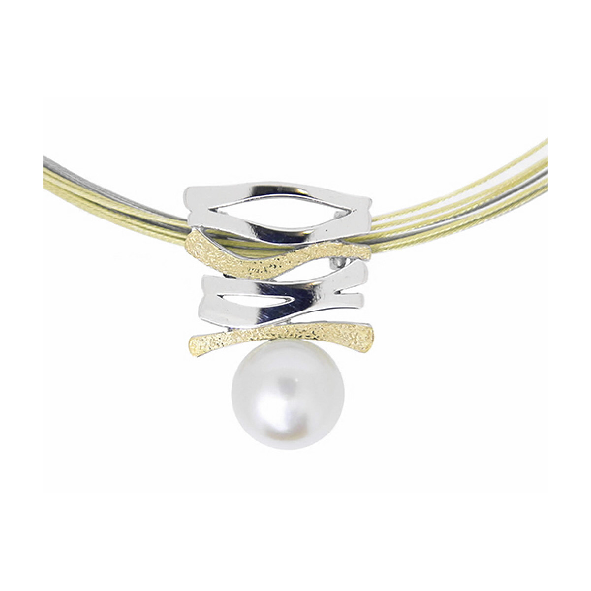 Colgante de plata, oro y perla cultivada